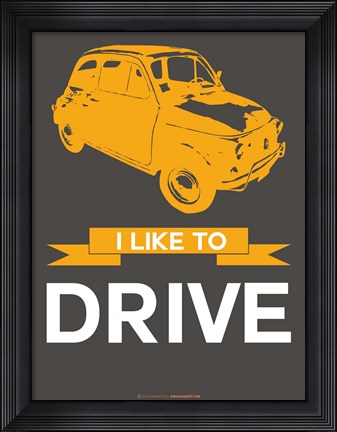 Framed I Like to Drive Beetle 7 Print