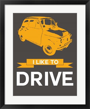 Framed I Like to Drive Beetle 7 Print