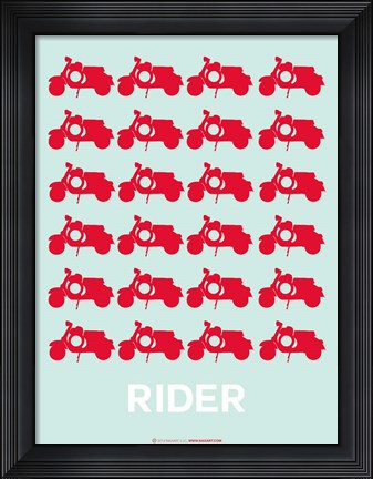Framed Vespa Rider Red Print
