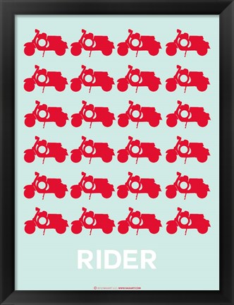 Framed Vespa Rider Red Print