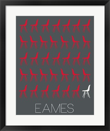 Framed Eames Chair Red Print