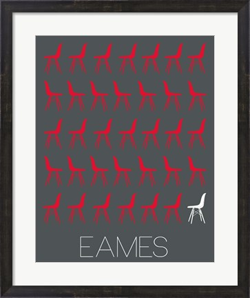 Framed Eames Chair Red Print