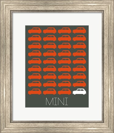Framed Orange Mini Cooper Print