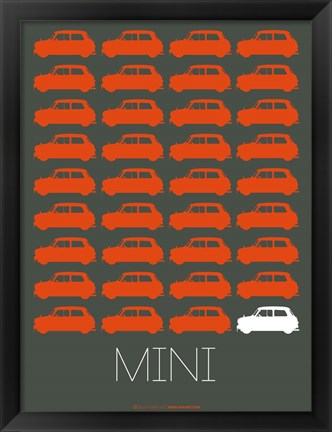 Framed Orange Mini Cooper Print