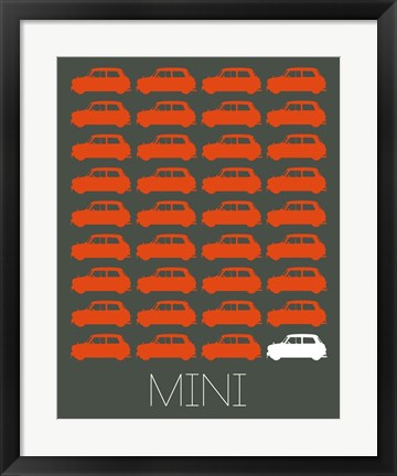 Framed Orange Mini Cooper Print