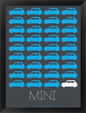 Framed Blue Mini Cooper Print