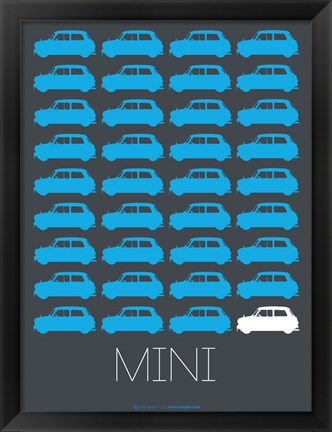 Framed Blue Mini Cooper Print