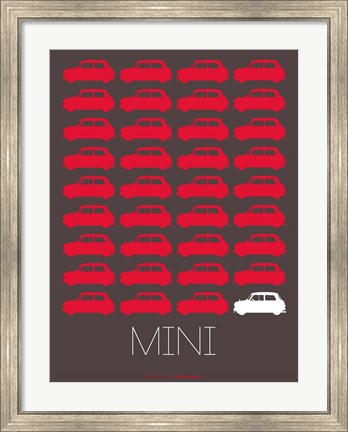 Framed Red Mini Cooper Print
