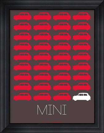 Framed Red Mini Cooper Print