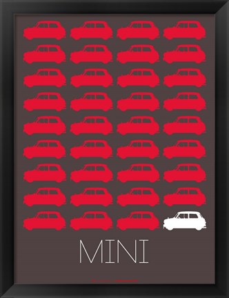 Framed Red Mini Cooper Print