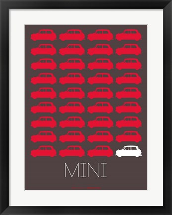 Framed Red Mini Cooper Print