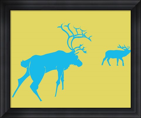 Framed Blue Deer Print