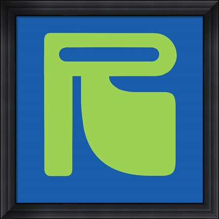 Framed Letter R Green Print