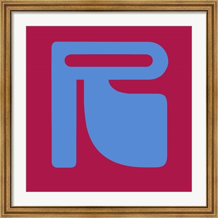 Framed Letter R Blue Print