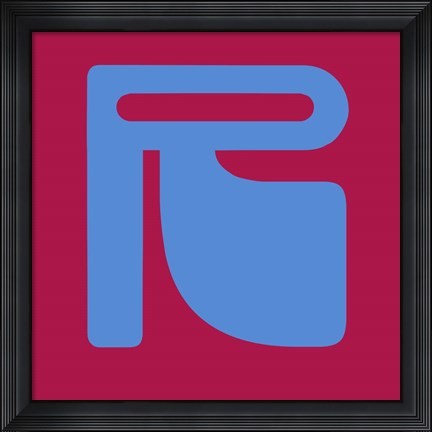 Framed Letter R Blue Print