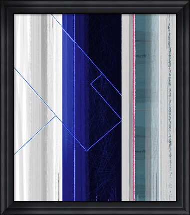 Framed Abstract White and Dark Blue Print