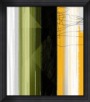 Framed Abstract Green and Yellow Print