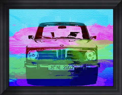 Framed BMW 2002 Front Watercolor 1 Print