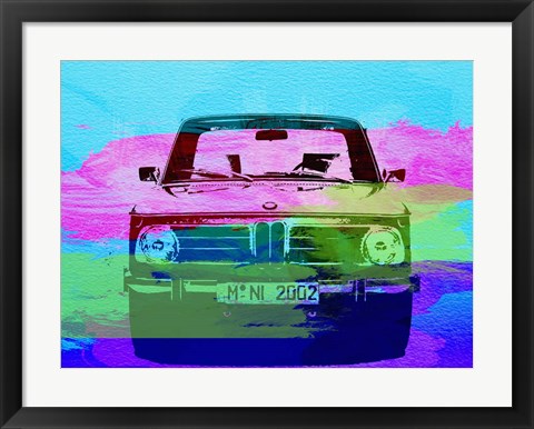 Framed BMW 2002 Front Watercolor 1 Print