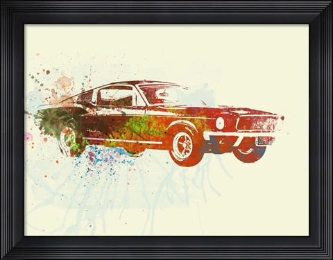Framed Ford Mustang Watercolor Print