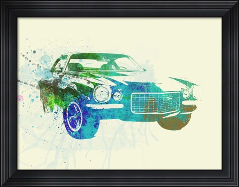 Framed Chevy Camaro Watercolor Print