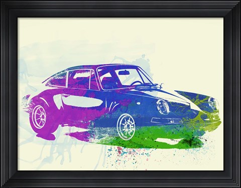 Framed Porsche 911 Watercolor Print