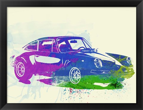Framed Porsche 911 Watercolor Print