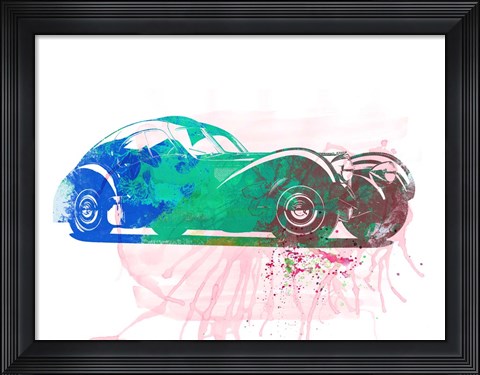 Framed Bugatti Atlantic Watercolor 1 Print