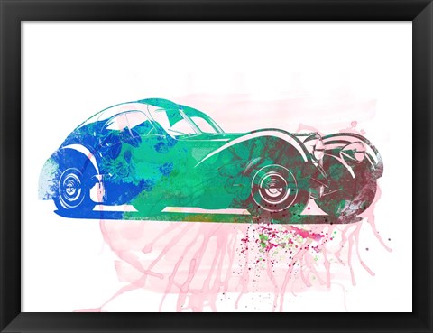 Framed Bugatti Atlantic Watercolor 1 Print
