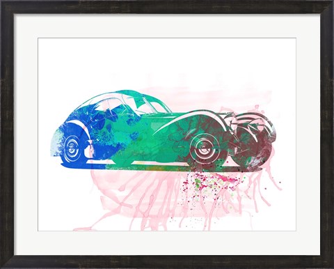 Framed Bugatti Atlantic Watercolor 1 Print