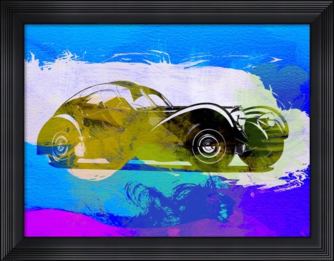 Framed Bugatti Atlantic Watercolor 2 Print