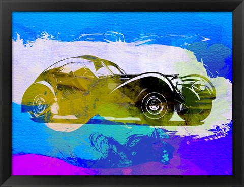 Framed Bugatti Atlantic Watercolor 2 Print