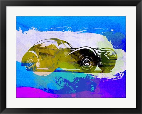 Framed Bugatti Atlantic Watercolor 2 Print