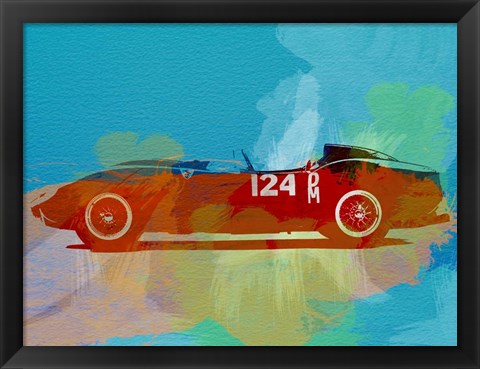 Framed Ferrari Testa Rossa Watercolor 1 Print