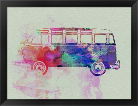 Framed VW Bus Watercolor Print