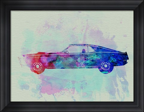 Framed Ford Mustang Watercolor 1 Print