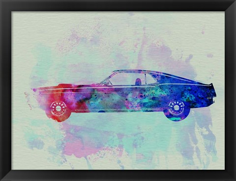 Framed Ford Mustang Watercolor 1 Print