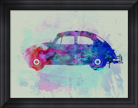 Framed VW Beetle Watercolor 1 Print