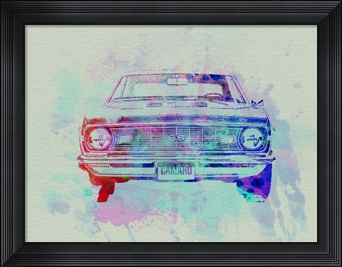 Framed Chevy Camaro Watercolor 2 Print