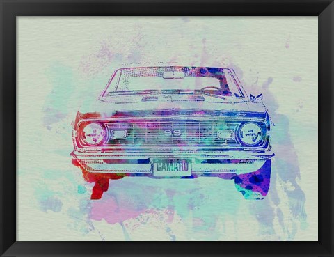 Framed Chevy Camaro Watercolor 2 Print