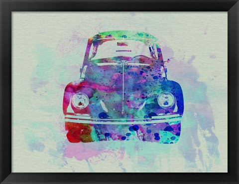 Framed VW Beetle Watercolor 2 Print