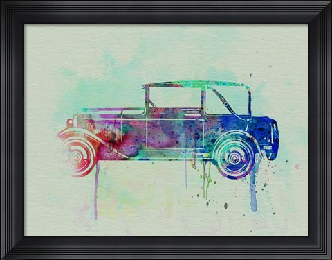 Framed Old car watercolor Print