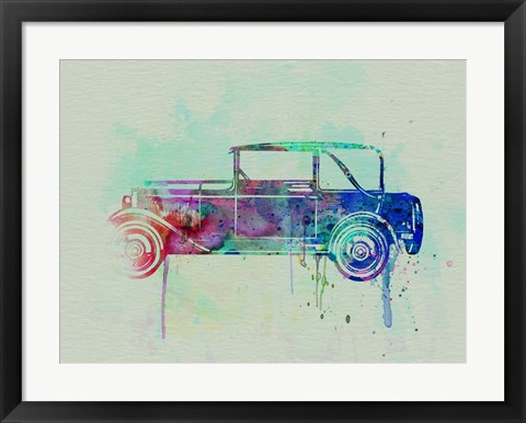 Framed Old car watercolor Print