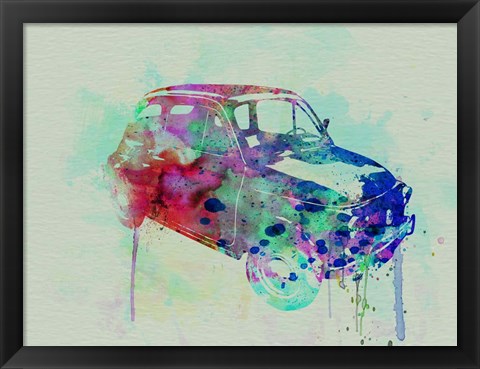 Framed Fiat 500 Watercolor Print