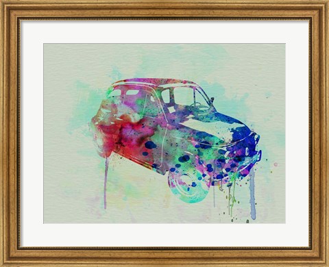Framed Fiat 500 Watercolor Print