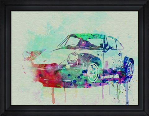 Framed Porsche 911 Watercolor 2 Print