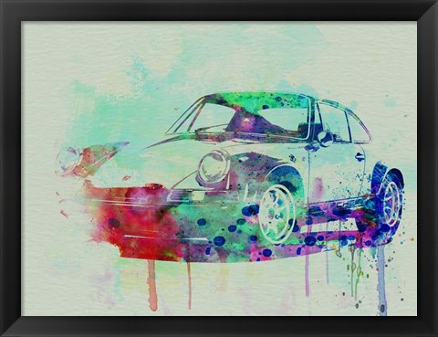 Framed Porsche 911 Watercolor 2 Print