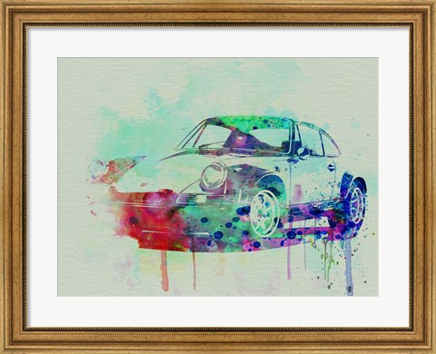 Framed Porsche 911 Watercolor 2 Print