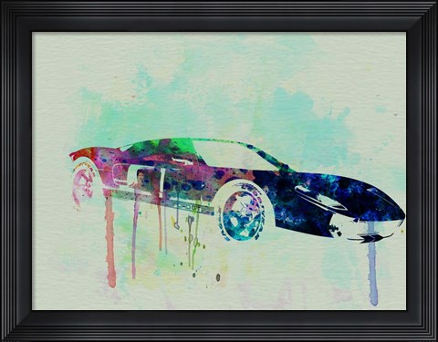 Framed Ford GT Watercolor 2 Print