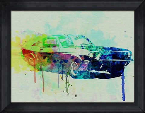 Framed Ford Mustang Watercolor 2 Print